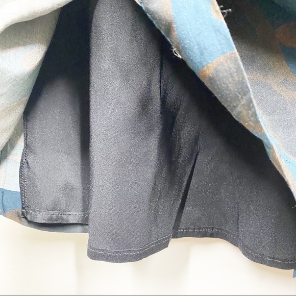 Pomandere Teal and Brown Sleeveless Silk Blend Knee Length Dress Size 8 - Picture 6 of 10